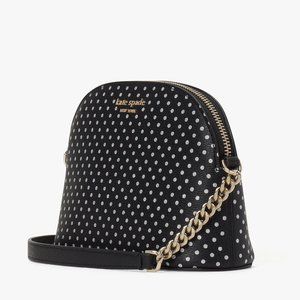 New Kate Spade Spencer Metallic Dot Mixed Material Crossbody Set Black Multi